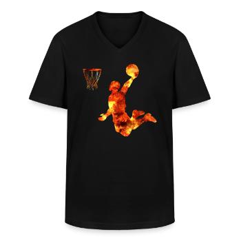 Joueur de basket-ball - T-shirt col V Homme - noir - Devant - AI Model Male 178 dark (178cm)