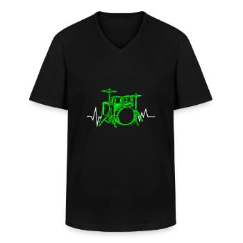 Drummer - Men's V-Neck T-Shirt - black - Front - AI Model Male 178 dark (178cm)