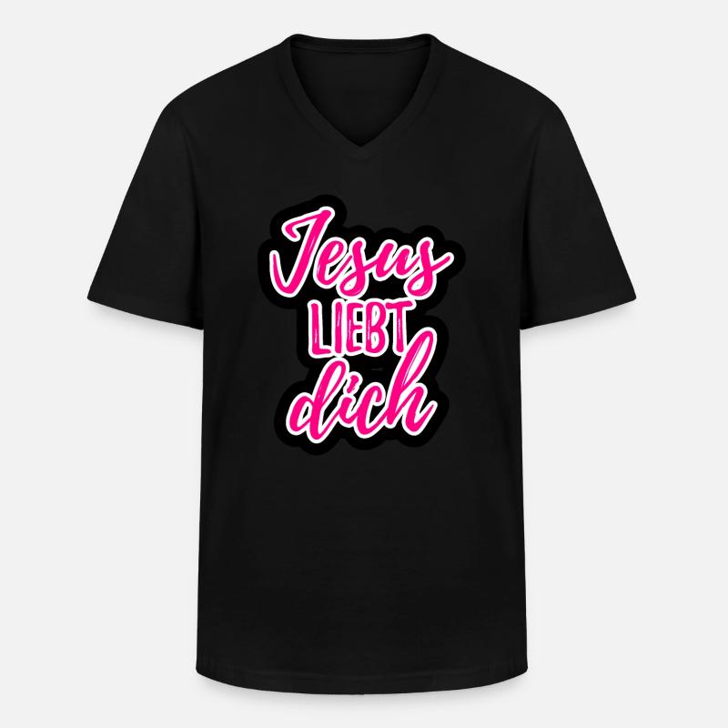 Jesus liebt dich Geschenk - Männer-T-Shirt mit V-Ausschnitt - Schwarz