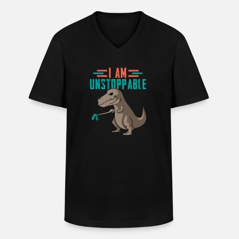 Dino - Männer-T-Shirt mit V-Ausschnitt - Schwarz