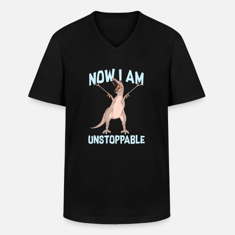 Dinosaurs unstoppable - Männer-T-Shirt mit V-Ausschnitt - Schwarz