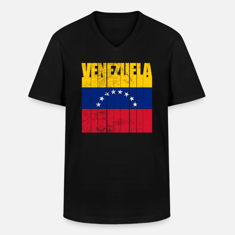 Venezuela Flagge - Männer-T-Shirt mit V-Ausschnitt - Schwarz