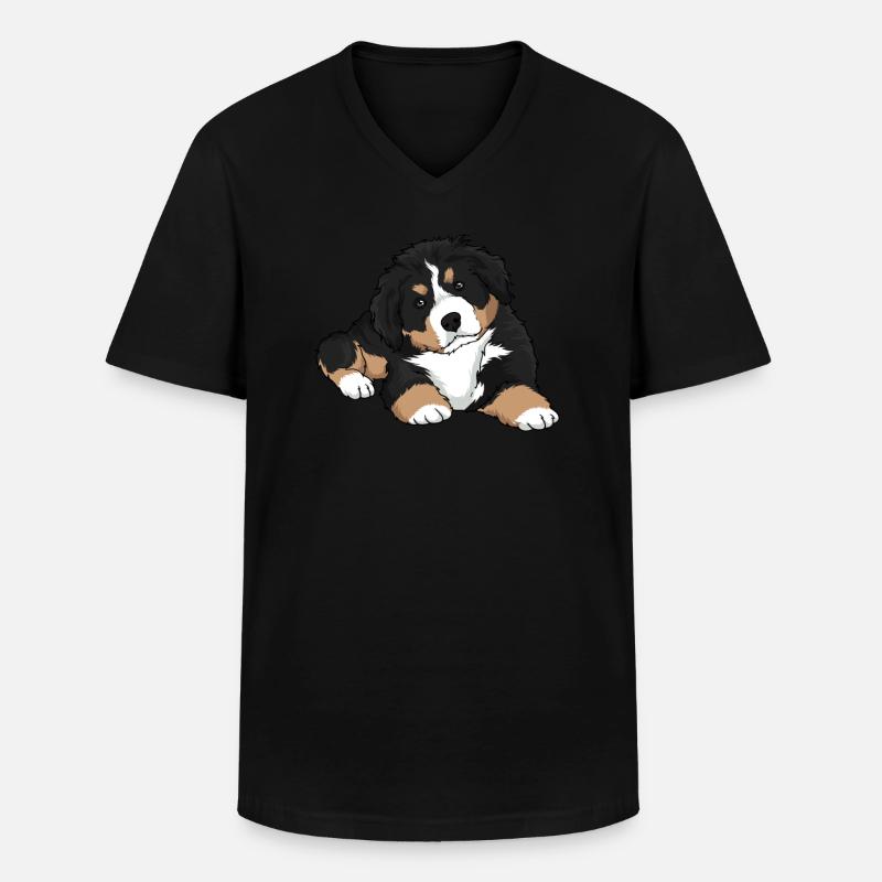 Berner Sennenhund Welpe - Männer-T-Shirt mit V-Ausschnitt - Schwarz