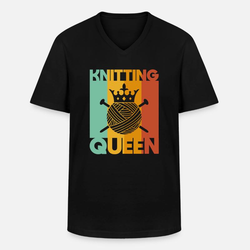 Knitting Queen Knitting - Männer-T-Shirt mit V-Ausschnitt - Schwarz