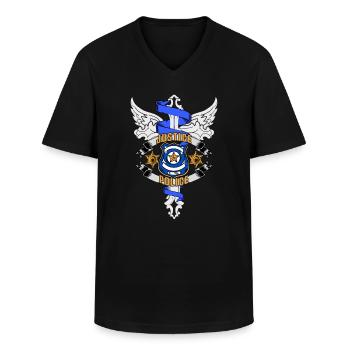 JusticePolice Police Officer - Men's V-Neck T-Shirt - black - Front - AI Model Male 178 dark (178cm)