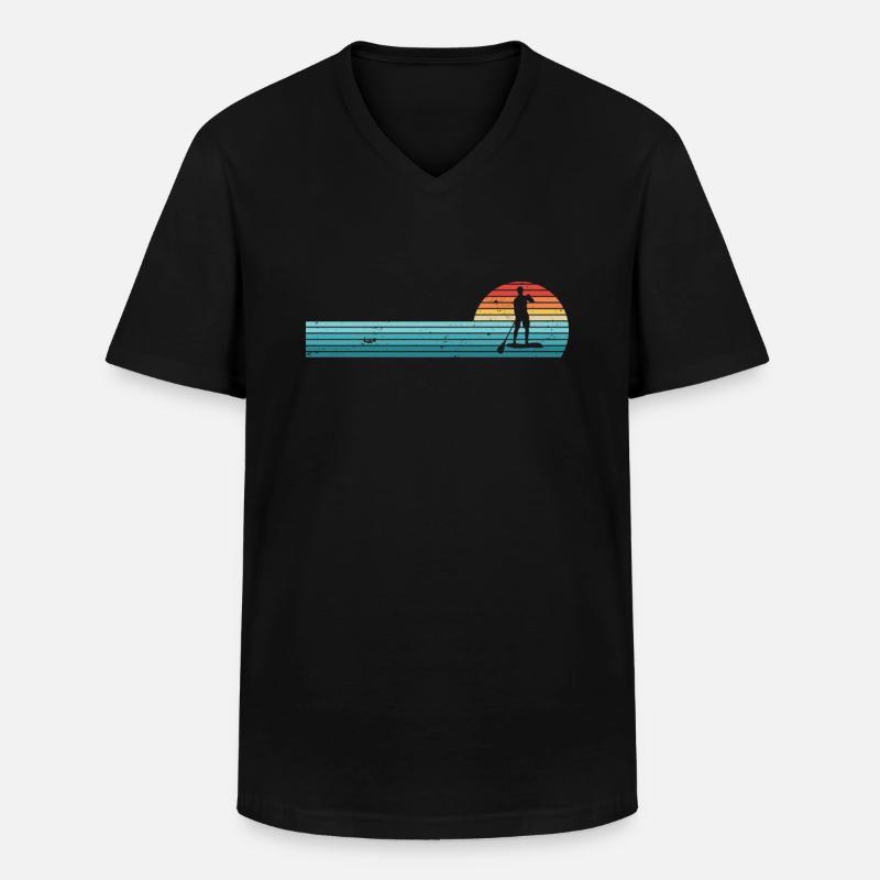 Paddleboarding Retro Sunset Paddleboard - Men's V-Neck T-Shirt - black