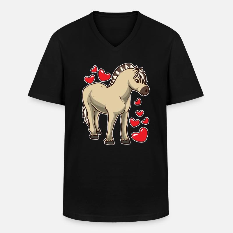 Fjordpferd Geschenk - Männer-T-Shirt mit V-Ausschnitt - Schwarz