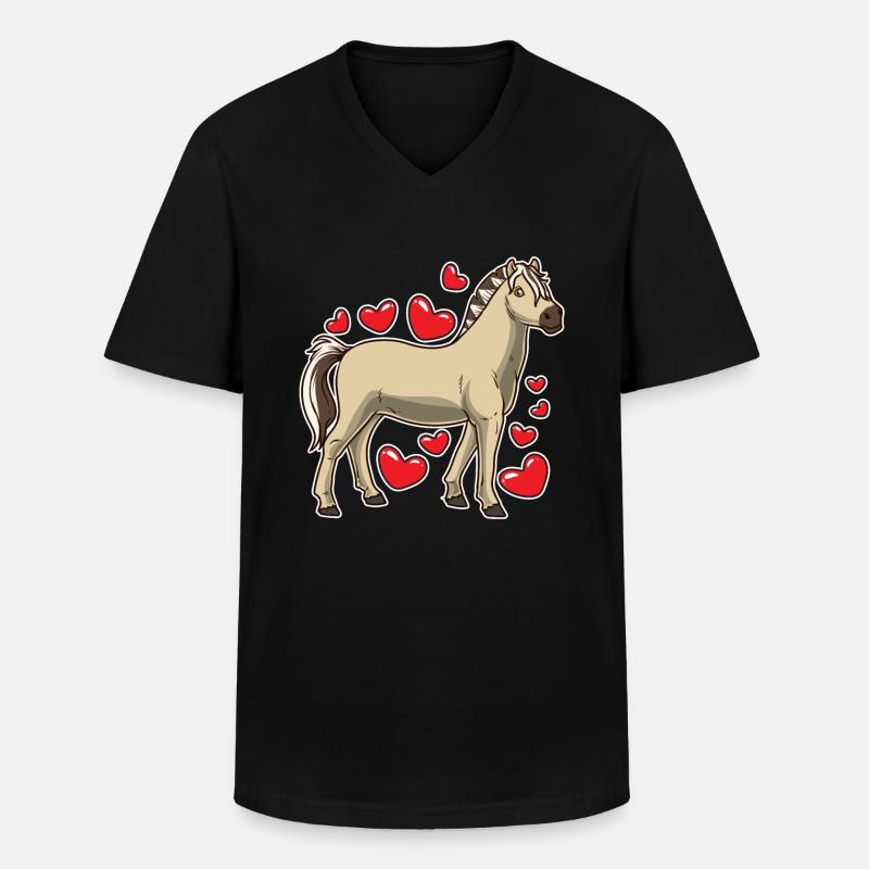 Fjordpferd Geschenk - Männer-T-Shirt mit V-Ausschnitt - Schwarz