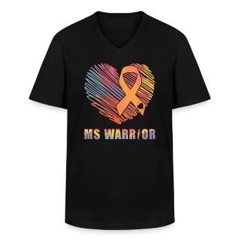 MS Warrior - T-shirt col V Homme - noir - Devant - AI Model Male 178 dark (178cm)
