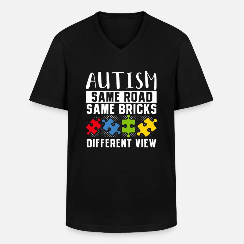 Autism Same Road Same Bricks - T-shirt col V Homme - noir