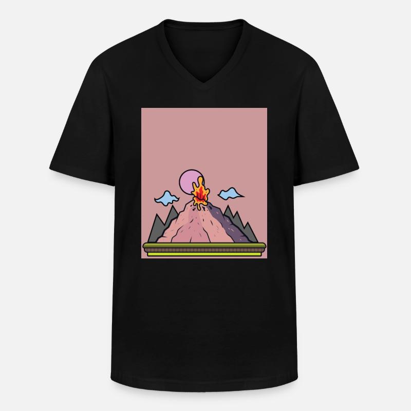 Vulkanausbruch Supervulkan Eruption Lava - Männer-T-Shirt mit V-Ausschnitt - Schwarz