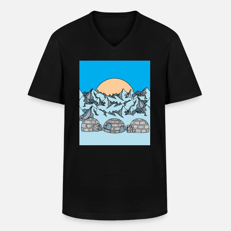 Iglu Schnee und Eislandschaft - Männer-T-Shirt mit V-Ausschnitt - Schwarz