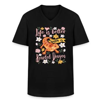 Bartagame Pogona lustig Spruch - Männer-T-Shirt mit V-Ausschnitt - Schwarz - Vorne - AI Model Male 178 dark (178cm)