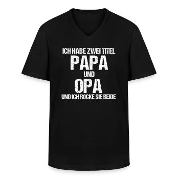 Ich habe zwei Titel Papa und Opa - Männer-T-Shirt mit V-Ausschnitt - Schwarz - Vorne - AI Model Male 178 dark (178cm)