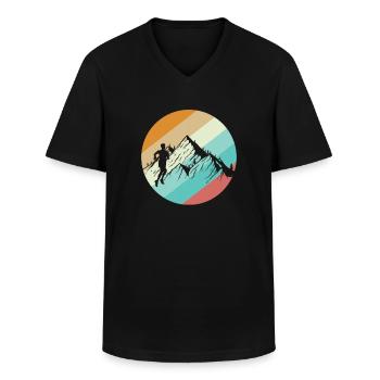 Traillauf abseits der Straße - Männer-T-Shirt mit V-Ausschnitt - Schwarz - Vorne - AI Model Male 178 dark (178cm)