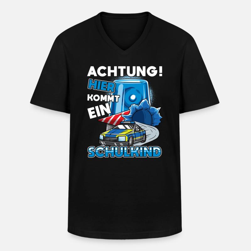 Einschulung Polizei Kindergarten Abschied - Männer-T-Shirt mit V-Ausschnitt - Schwarz