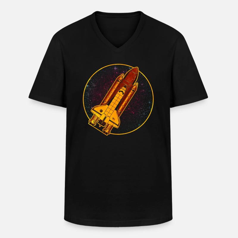 Space Shuttle Rakete Raumschiff - Männer-T-Shirt mit V-Ausschnitt - Schwarz