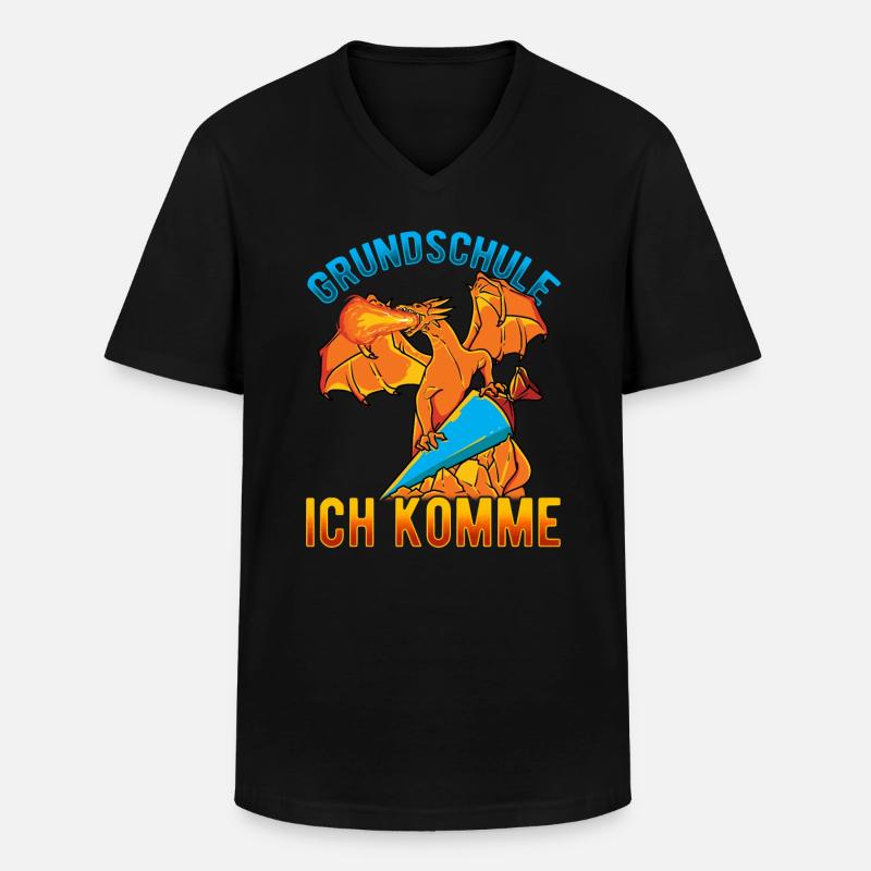 Schulkind Einschulung Drache - Männer-T-Shirt mit V-Ausschnitt - Schwarz