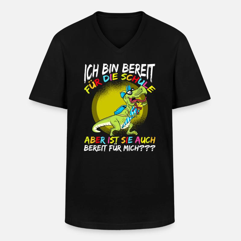 Schulkind Einschulung mit Dinosaurier - Männer-T-Shirt mit V-Ausschnitt - Schwarz