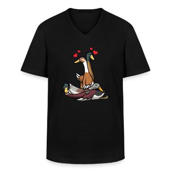 Running funny Running - Men's V-Neck T-Shirt - black - Front - AI Model Male 178 dark (178cm)