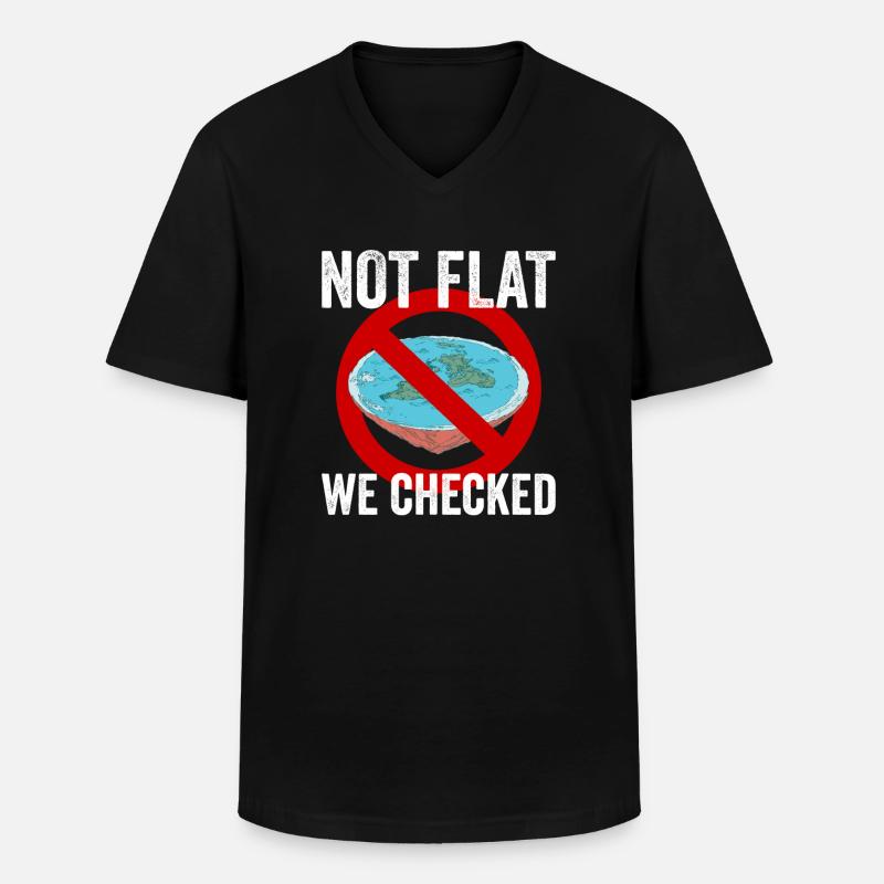 Not Flat We Checked - T-shirt col V Homme - noir