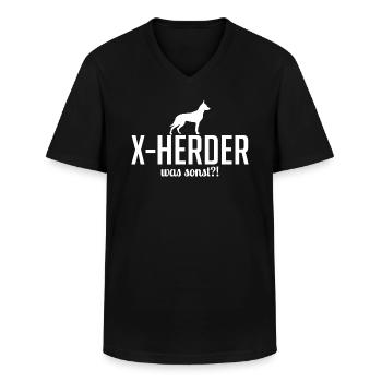 X-HERDER was sonst Hundespruch Hunde Wilsigns - Männer-T-Shirt mit V-Ausschnitt - Schwarz - Vorne - AI Model Male 178 dark (178cm)