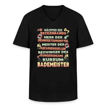 Bademeister Schwimmmeister - Männer-T-Shirt mit V-Ausschnitt - Schwarz - Vorne - AI Model Male 178 dark (178cm)
