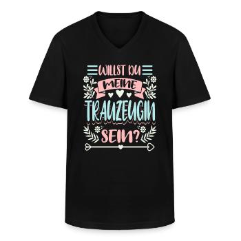 Willst Du Meine Trauzeugin Sein - Männer-T-Shirt mit V-Ausschnitt - Schwarz - Vorne - AI Model Male 178 dark (178cm)