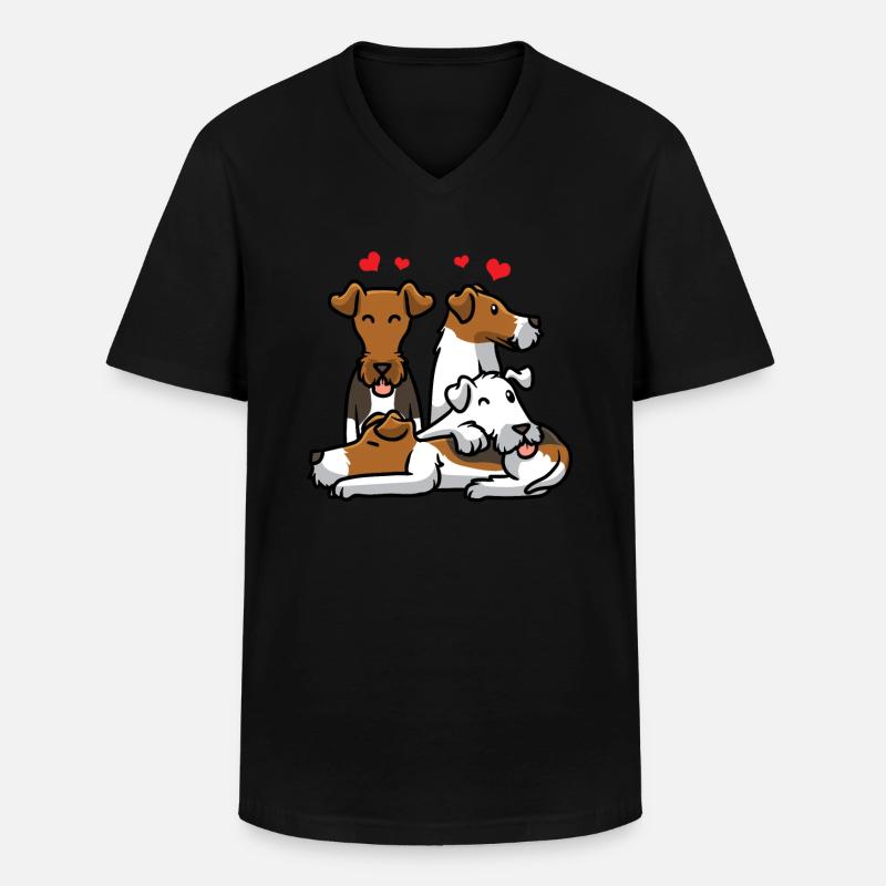 Foxterrier Drahthaar - Männer-T-Shirt mit V-Ausschnitt - Schwarz