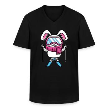 Skihaserl Ski Fahren Skiurlaub Skifahrerin - Männer-T-Shirt mit V-Ausschnitt - Schwarz - Vorne - AI Model Male 178 dark (178cm)