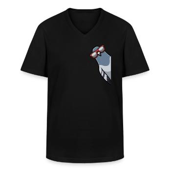 Éleveur de pigeons pigeons colombophile - T-shirt col V Homme - noir - Devant - AI Model Male 178 dark (178cm)