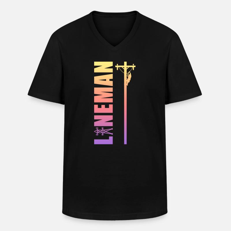 Electrical Lineman Electrician - Männer-T-Shirt mit V-Ausschnitt - Schwarz