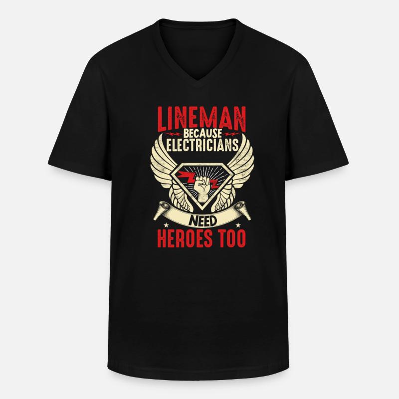 Electrical Lineman Because - Männer-T-Shirt mit V-Ausschnitt - Schwarz