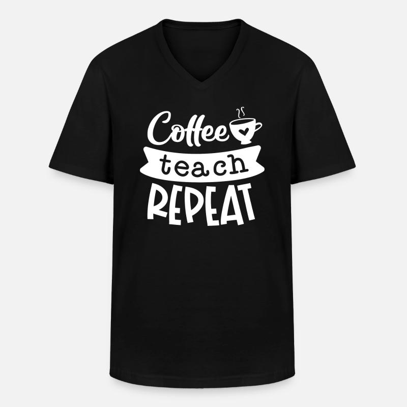 Café Enseigner Répéter - T-shirt col V Homme - noir