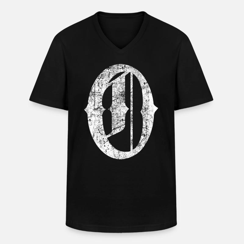 Tshirt alphabet initiale O - T-shirt col V Homme - noir