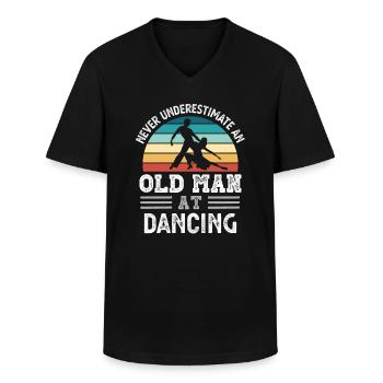 Old Man at Dancing Fathers Day Funny Gift - Men's V-Neck T-Shirt - black - Front - AI Model Male 178 dark (178cm)