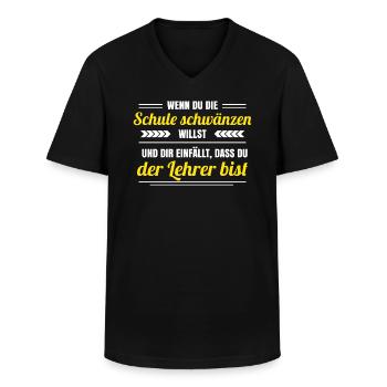 Lehrer Schule schwänzen lustige Lehrersprüche - Männer-T-Shirt mit V-Ausschnitt - Schwarz - Vorne - AI Model Male 178 dark (178cm)
