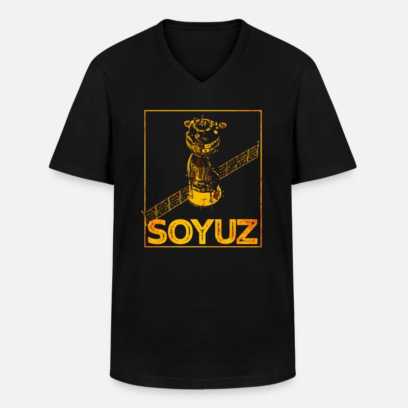 Sojus Raumschiff Sowjetunion - Männer-T-Shirt mit V-Ausschnitt - Schwarz