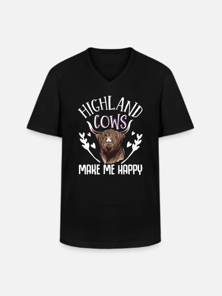 Scottish Highland Cattle Cow - Men's V-Neck T-Shirt - black