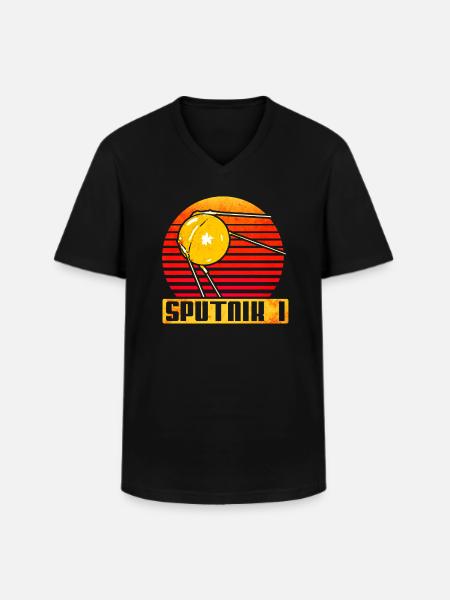 Sputnik 1 Satellit - Männer-T-Shirt mit V-Ausschnitt - Schwarz
