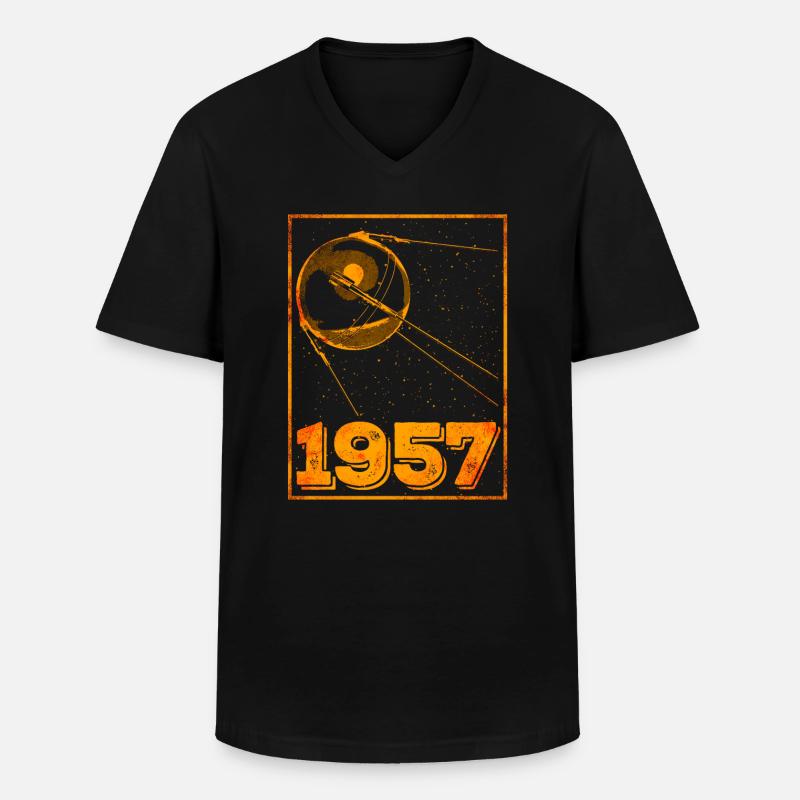 Sputnik 1957 - Männer-T-Shirt mit V-Ausschnitt - Schwarz