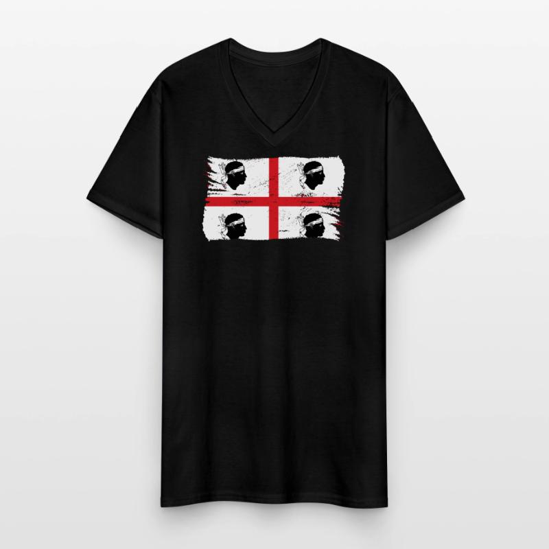 Drapeau de la Sardaigne Drapeau sarde Drapeau de la Sardaigne T-shirt col V Homme