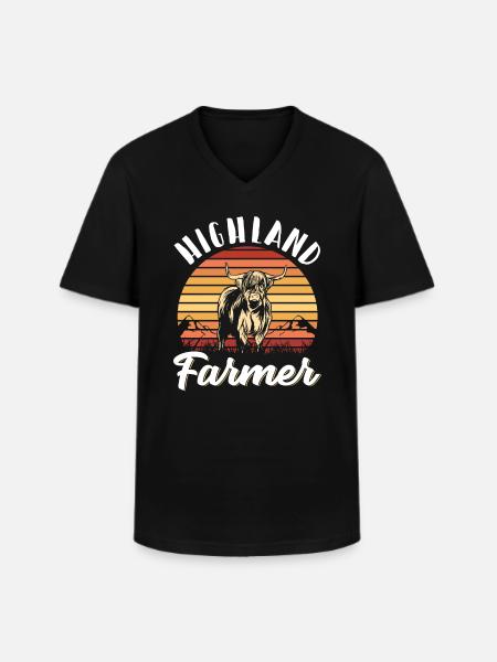 Scottish Highland Cattle Cow - Men's V-Neck T-Shirt - black