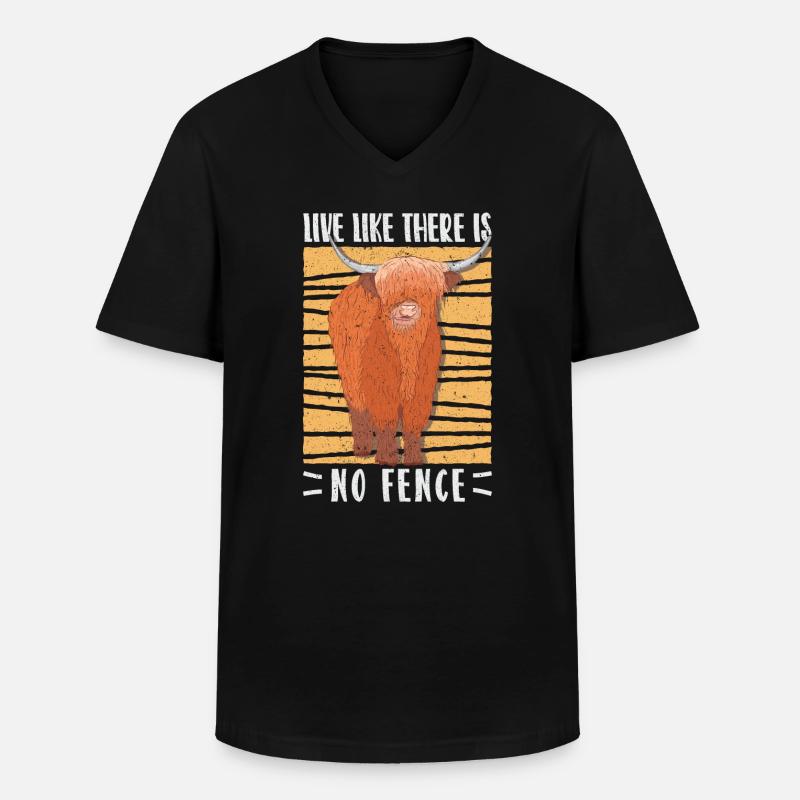 Scottish Highland Cattle Cow - Männer-T-Shirt mit V-Ausschnitt - Schwarz