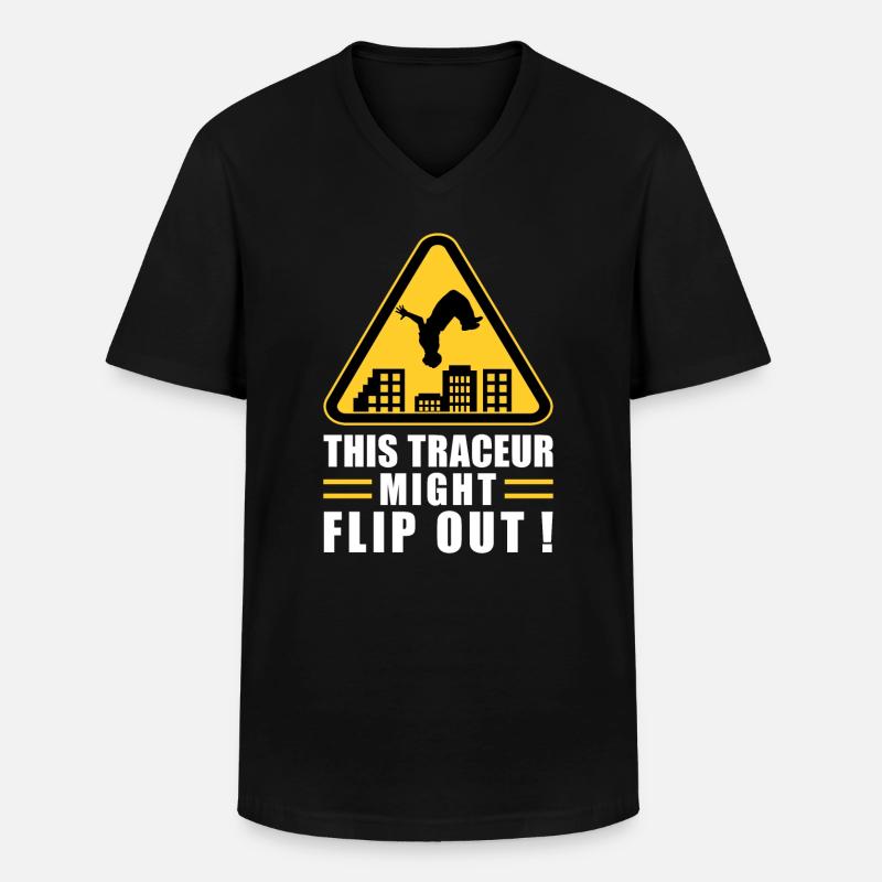 Parkour Freerunning Traceur - Männer-T-Shirt mit V-Ausschnitt - Schwarz