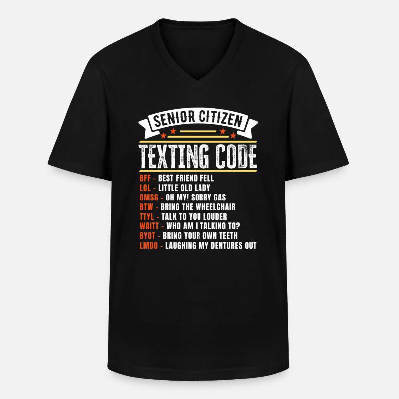 Lustiges Senioren-SMS-Code-Geschenk für - Männer-T-Shirt mit V-Ausschnitt - Schwarz