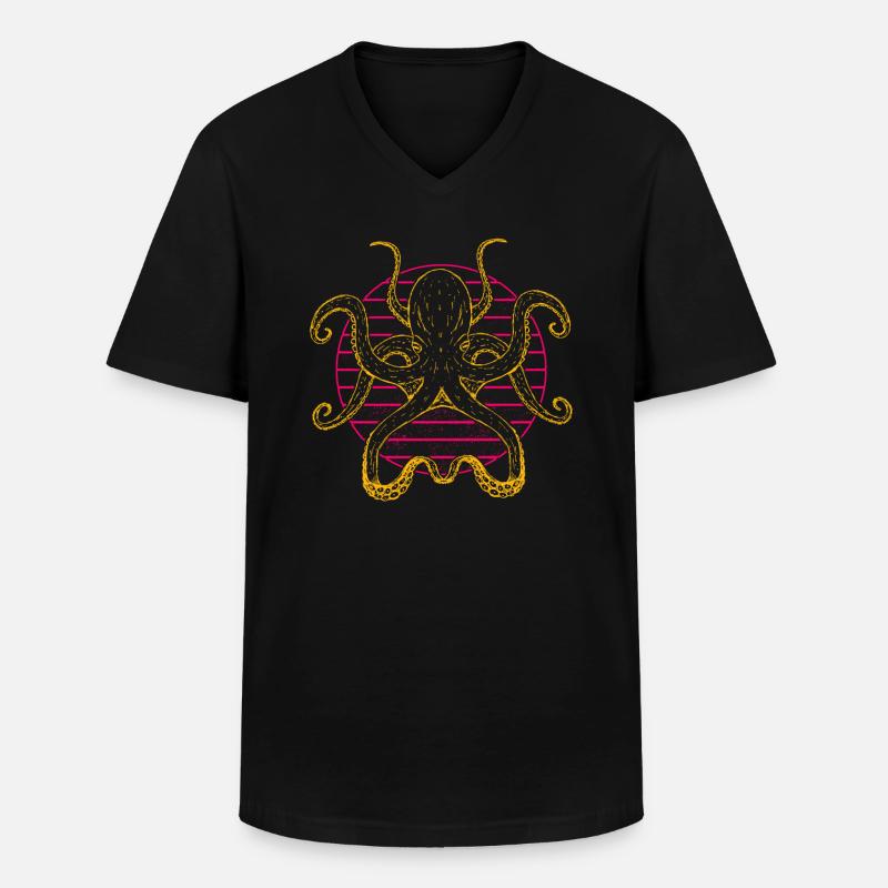 Oktopus - Männer-T-Shirt mit V-Ausschnitt - Schwarz