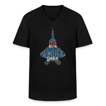 Kampfjetpilot mit vollständigem phonetischem Alphabet - Männer-T-Shirt mit V-Ausschnitt - Schwarz - Vorne - AI Model Male 178 dark (178cm)
