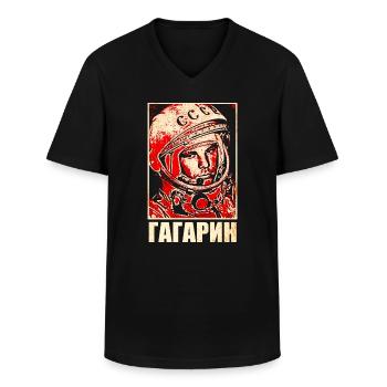 Yuri Gagarin - cosmonaut - Men's V-Neck T-Shirt - black - Front - AI Model Male 178 dark (178cm)