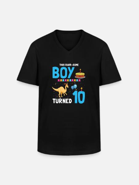 Parasaurolophus Kids Design Birthday - Men's V-Neck T-Shirt - black